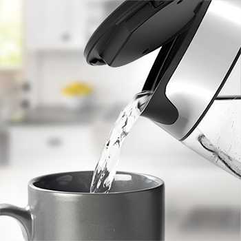 Stainless Steel Electric Kettle | Black Glass Accent Stainless Steel Electric Kettle | Black Glass Accent